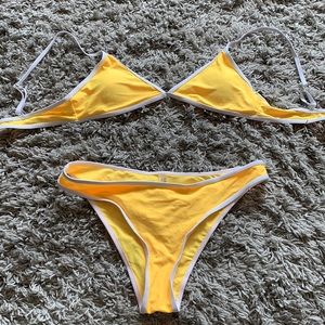 (2/$15) 🟡NWOT Yellow Bikini with White Trim